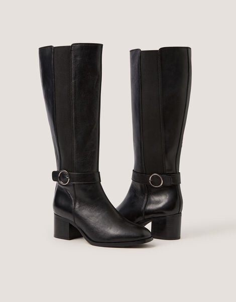 Tori Leather Knee High Boots, Black (BLACK), large