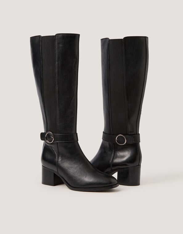 Tori Leather Knee High Boots, Black (BLACK), large