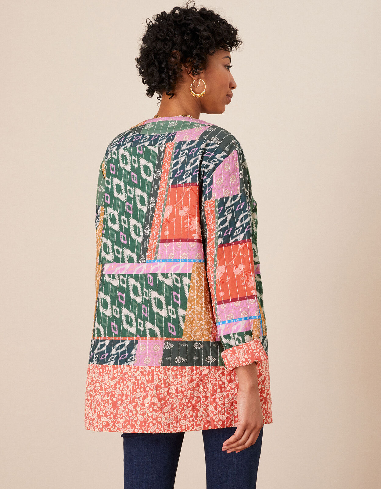 Ivannah Kantha Patch Print Jacket Orange