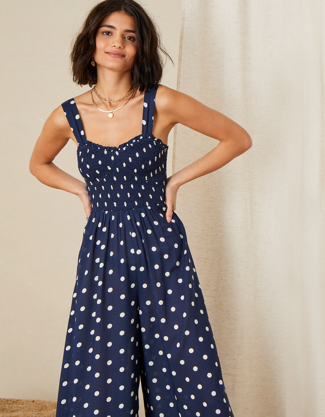 Navy polka dot outlet jumpsuit