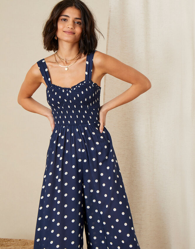 Hector Polka Dot Jumpsuit, Blue (NAVY), large