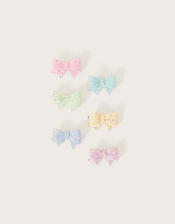 Sprinkle Glitter Bow Hair Clips 6 Pack, , large