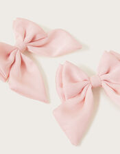 Poppy Satin Bow Clips Set of Two, , large