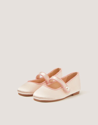 Baby Pearl Strap Satin Walker Shoes, Ivory (IVORY), large