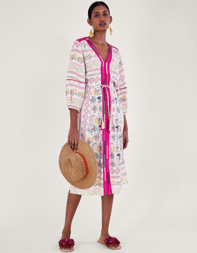 Embroidered Print Dress in LENZING™ ECOVERO™, Ivory (IVORY), large