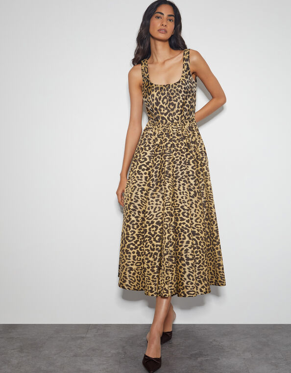Sicily Spot Dress, Brown (BROWN), large