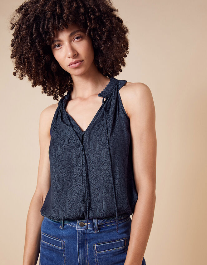 Jacquard Cami Top, Blue (NAVY), large