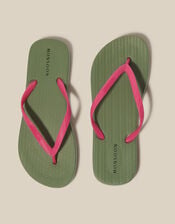 Lea Contrast Flip Flops, Green (KHAKI), large
