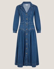 Tamsin Button Denim Midi Dress, Blue (DENIM BLUE), large