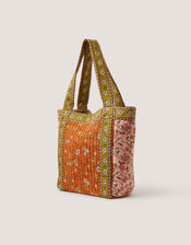 Ines Floral Patchwork Quilted Tote Bag, , large