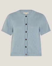 Celia Short Sleeve Cardigan, Blue (BLUE), large