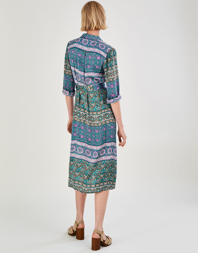 Skylar Mixed Print Shirt Dress, Teal (TEAL), large