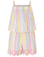 Rainbow Shimmer Stripe Playsuit, Multi (MULTI), large