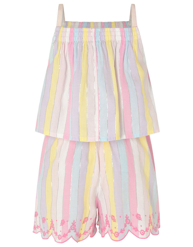 Rainbow Shimmer Stripe Playsuit, Multi (MULTI), large