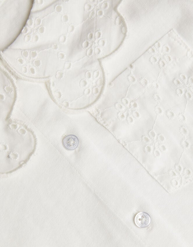 Jersey Broderie Blouse, White (WHITE), large