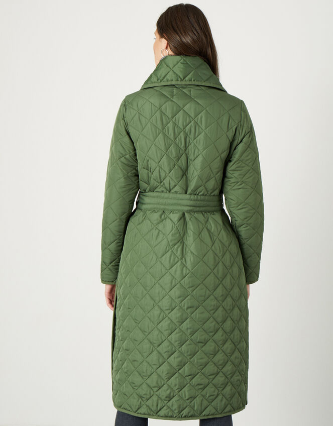 Stella Quilted Padded Coat in Recycled Polyester, Green (KHAKI), large