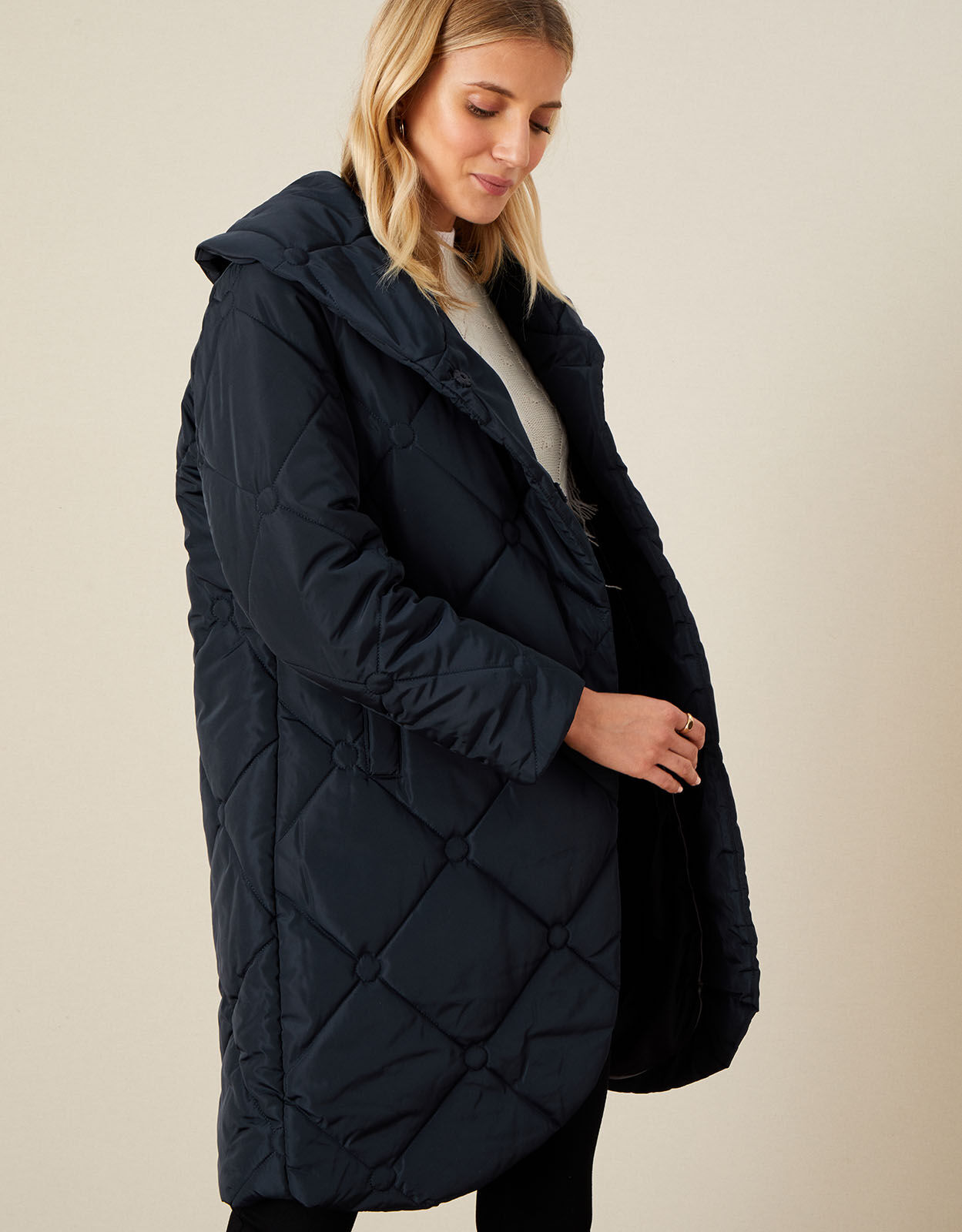 Navy padded coat ladies sale