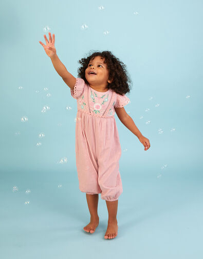 Baby Dobby Embroidered Floral Romper Pink, Pink (PINK), large