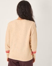 Bess Gingerbread Man Knit Jumper, Ivory (IVORY), large