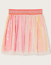 Ombre Sequin Stripe Disco Skirt, Orange (ORANGE), large