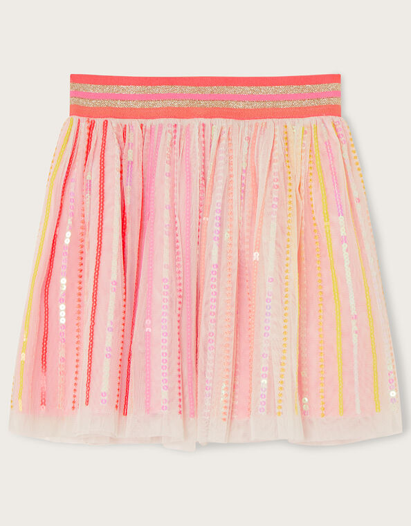 Ombre Sequin Stripe Disco Skirt, Orange (ORANGE), large