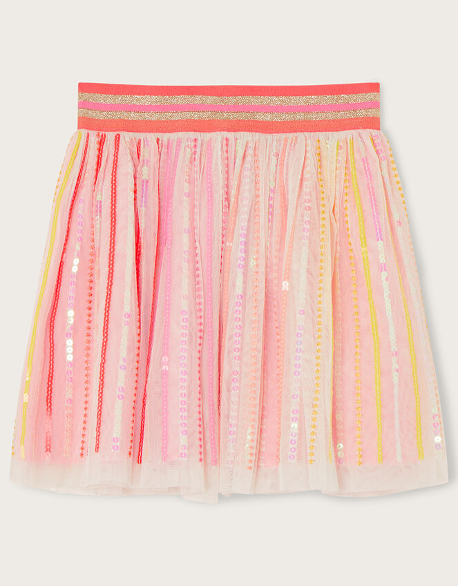 Ombre Sequin Stripe Disco Skirt, Orange (ORANGE), large