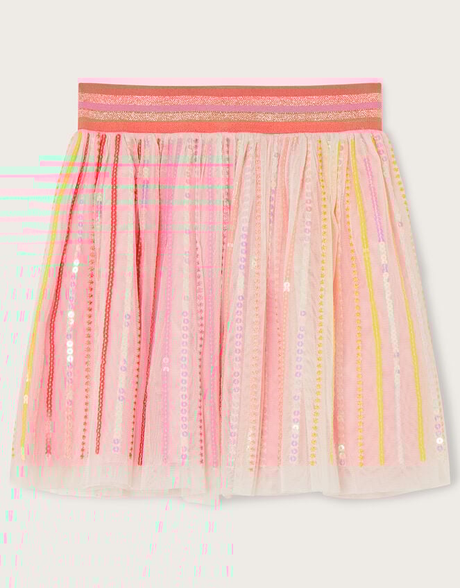 Ombre Sequin Stripe Disco Skirt, Orange (ORANGE), large