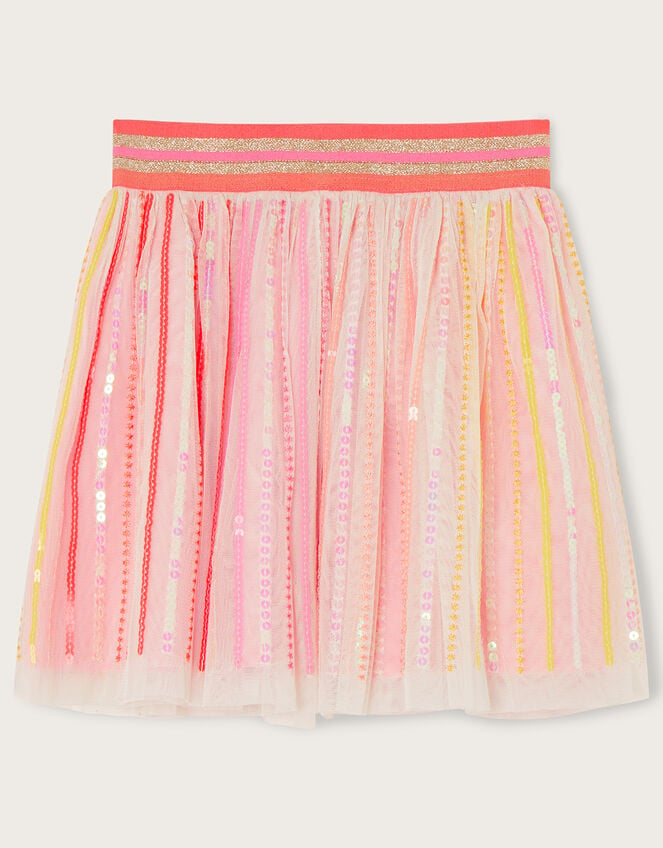 Ombre Sequin Stripe Disco Skirt, Orange (ORANGE), large