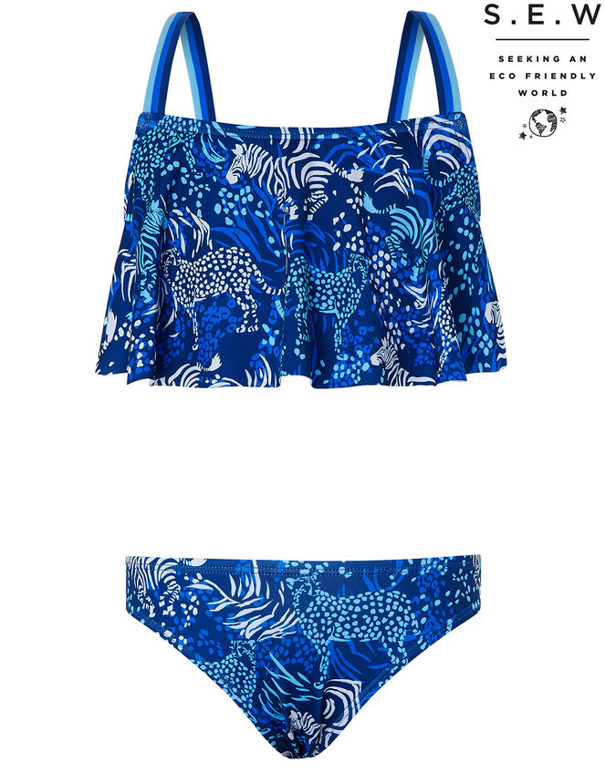 Sadie Zebra Bikini with Recycled Polyester, Blue (BLUE), large