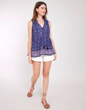 East Alice Crinkle Sleeveless Top, Blue (NAVY), large