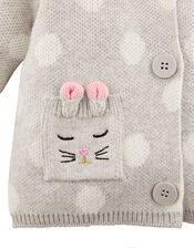 Newborn Baby Bunny Spot Cardigan, Grey (GREY), large