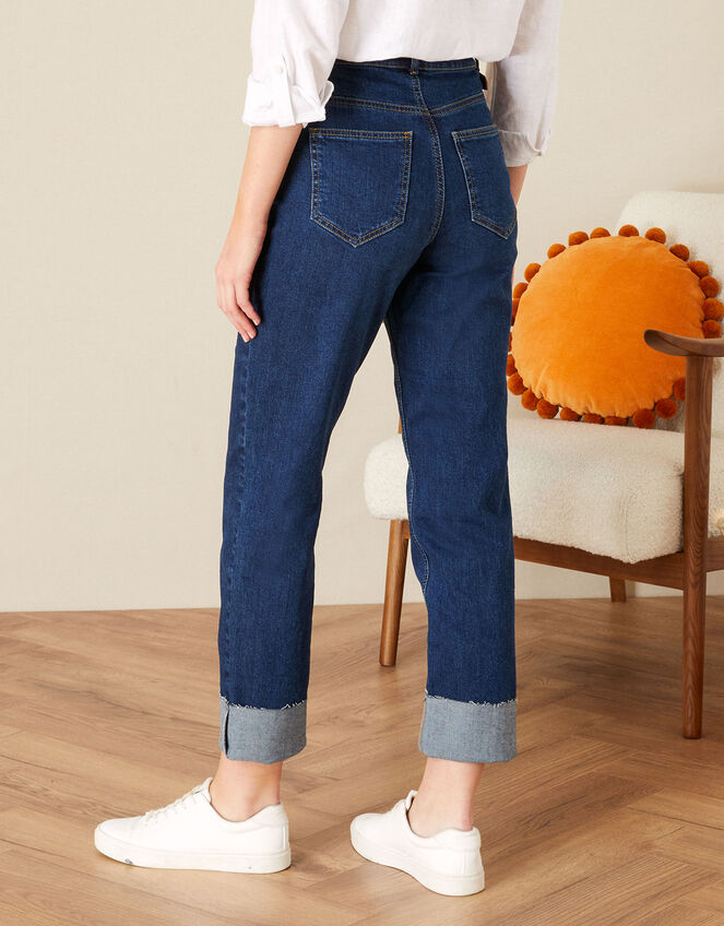 Deep Cuff Denim Jeans, Blue (DENIM BLUE), large
