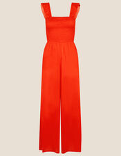 Ruffle Strap Wide Leg Jumpsuit, Orange (ORANGE), large