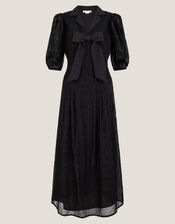 Mae Polka Dot Devoré Midi Dress, Black (BLACK), large