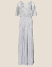 Margo Embellished Shorter Length Dress in Recycled Polyester, Silver (SILVER), large