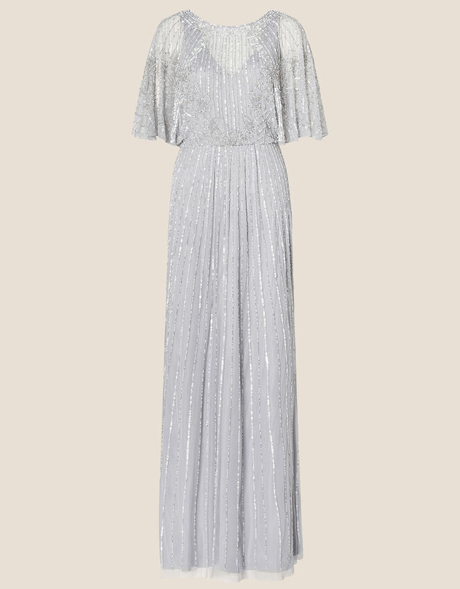 Margo Embellished Shorter Length Dress in Recycled Polyester, Silver (SILVER), large