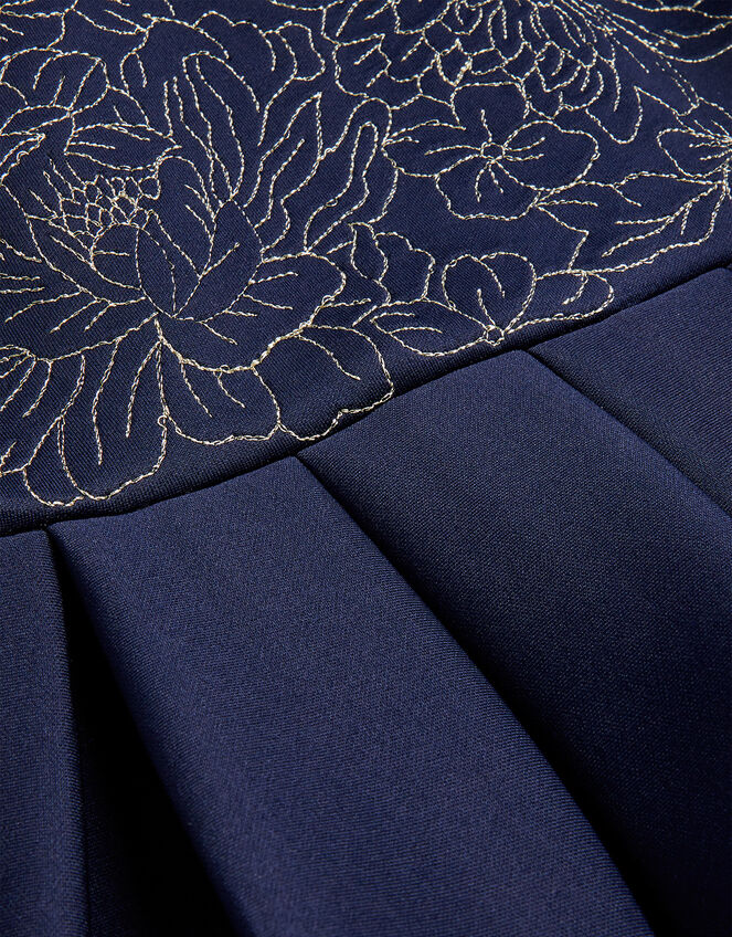Floral Embroidered Scuba Dress, Blue (NAVY), large