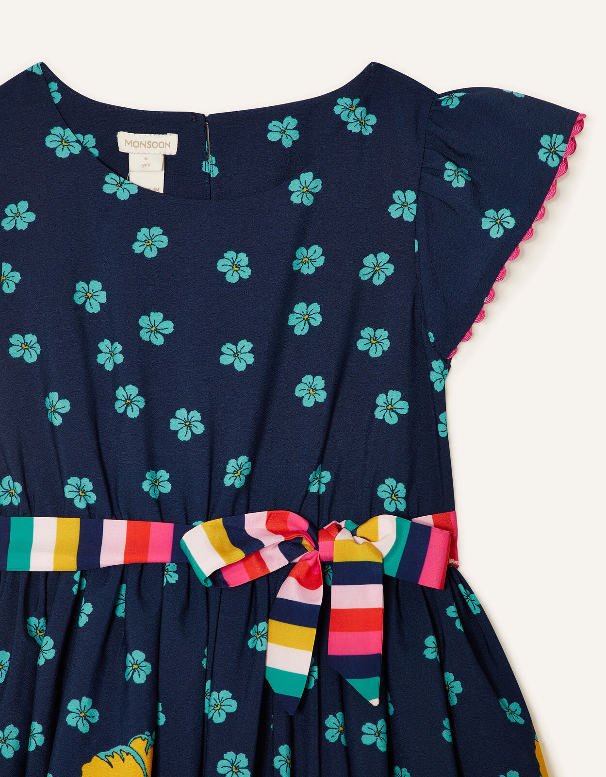 Geo Border Floral Dress Blue Girls Dresses Monsoon Global