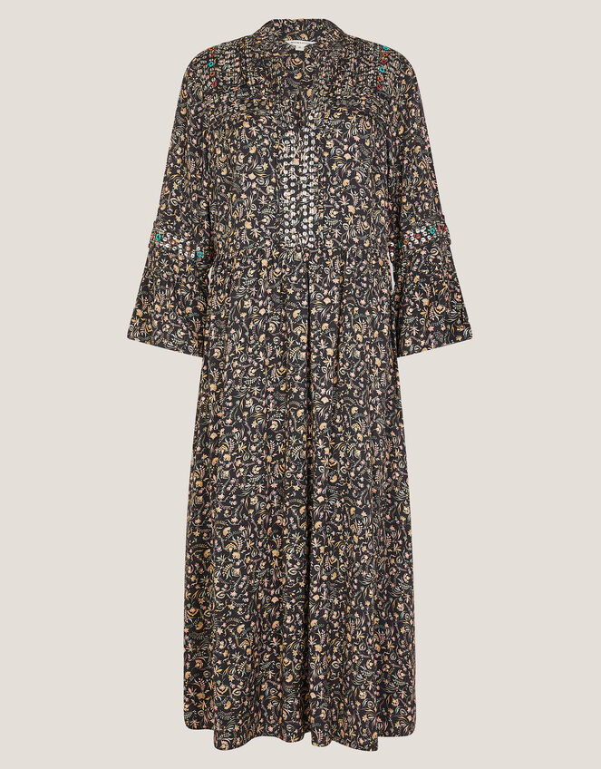 Harriet Floral Embellished Midi Dress, Black (BLACK), large