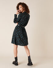 Ditsy Floral Knee-Length Dress, Black (BLACK), large