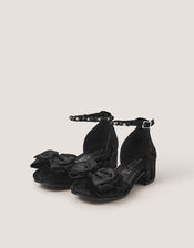 Embellished Bow Velvet Two Part Heels, Black (BLACK), large