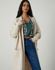 Longline Cardigan with Recycled Polyester, Ivory (IVORY), large