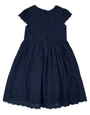 Frugi Serena Schiffli Dress, Blue (NAVY), large