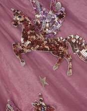 Christmas Unicorn Trapeze Dress, Pink (PINK), large