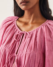 Marlee Short Sleeve Tie-Front Top, Pink (PINK), large