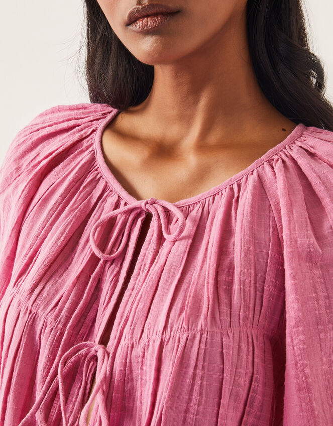 Marlee Short Sleeve Tie-Front Top, Pink (PINK), large