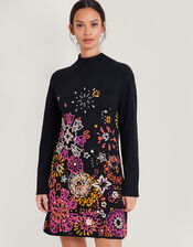 Eve Embroidered Dress, Black (BLACK), large