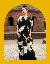 One Hundred Stars Stork Print Maxi Kaftan, , large