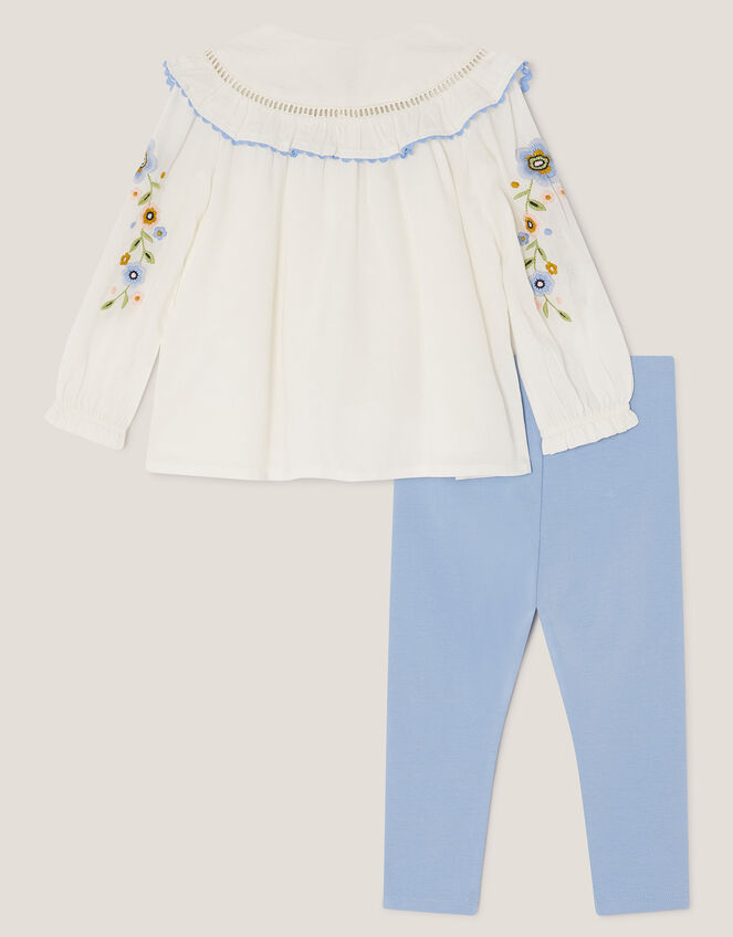 Baby Embroidered Blouse & Leggings Set, Ivory (IVORY), large