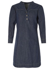 Knee-Length Denim Dress, Blue (BLUE), large